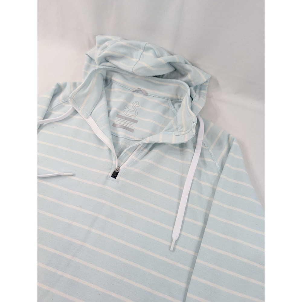 Swannies Golf Dalton 1/4 Zip Hoodie Ligh Blue White Stripe Medium M Outdoor Golf